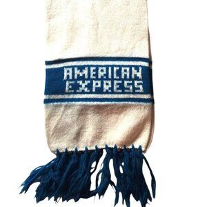 Scarf American Express White Blue Fringe advertising fall winter outerwear
